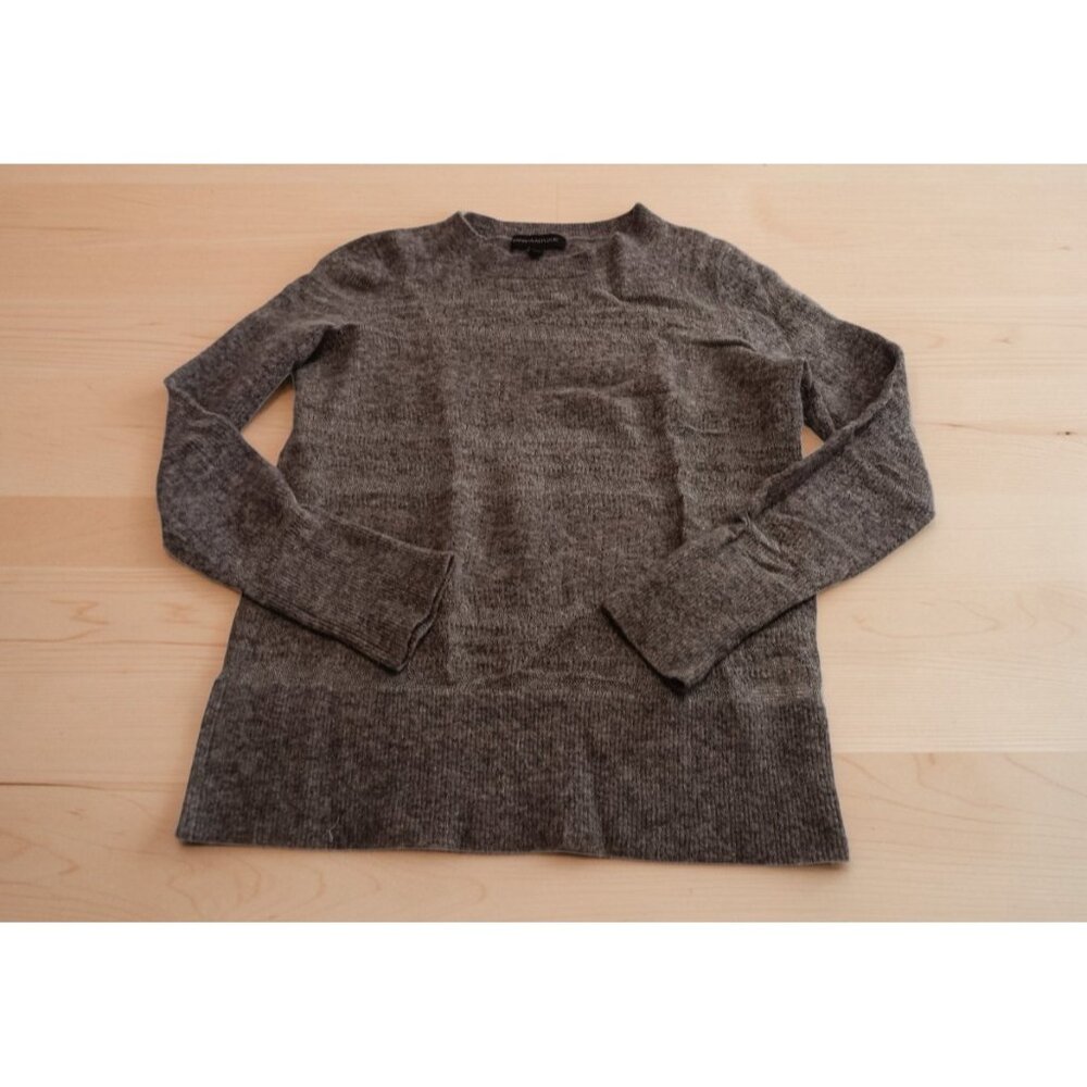 Banana Republic Extra Fine Merino Wool Gray Sweater L Alternating Thin and Thick